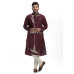 Wine Color Linen Embroidery Worked Straight Punjabi For Men (NS76)
